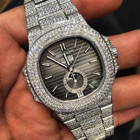 patek philippe nautilus iced out fake|Patek Philippe Nautilus diamond price.